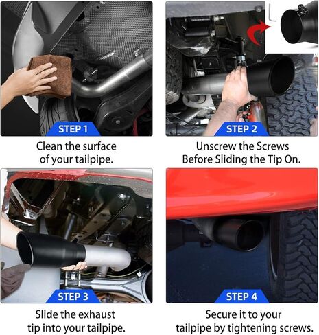 Autosaver88 4 بوصة طرف العادم الأسود مدخل ، 4 "مدخل 6" مخرج 12 "الطول الكلي للمسحوق الأسود المغلفة الطرف العادم من الفولاذ المقاوم للصدأ من الفولاذ المقاوم للصدأ لمدة 4" قطره الخارجي ، حافة مدفوقة ، بولت على in Saudi Arabia