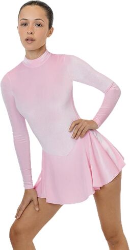 VVT410 VELVET Long Sleeve Mockneck Skirted Leotard ، Lamt Stretch Velvet ، مصنوع في الولايات المتحدة الأمريكية in Kuwait