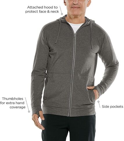 Coolibar UPF 50+ Men's LumaLeo Zip-Up Hoodie - Sun Protective in Saudi Arabia