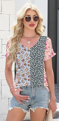 ETCYY NEW Womens Summer Tunic Tops 2025 Short Sleeve Cold Shoulder Shirts Dressy Casual Blouses in Saudi Arabia