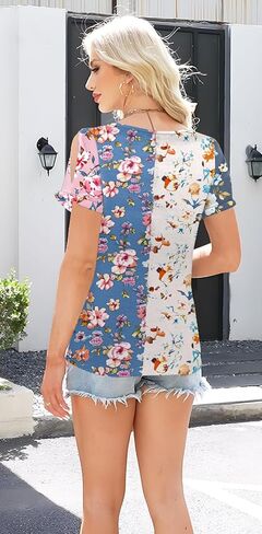Etcyy New Womens Summer Tunic Tops 2025 قصيرة الأكمام القمصان الكتف الباردة الأنبوب بلوزات غير رسمية in Saudi Arabia