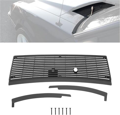 Kuafu Cowl Vent Grille W/Lowershield Mindsield Multings متوافق مع 1983-1993 Ford Mustang Wiper Cowl و Perver Cowlapling صب البلاستيك الأسود in Saudi Arabia