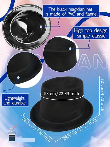 15 Pcs Adult Plastic Top Hats Bulk Black Magician Hat Costume Top Hat for Men Women Dress Up Party Halloween Cosplay in Saudi Arabia