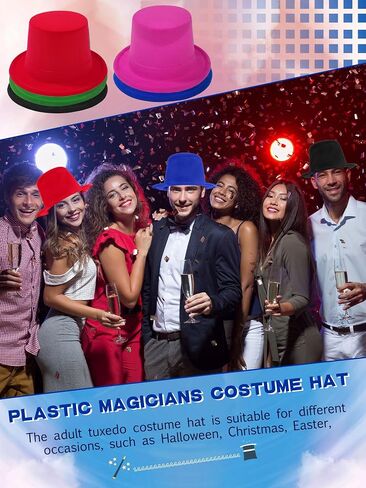 15 Pcs Adult Plastic Top Hats Bulk Black Magician Hat Costume Top Hat for Men Women Dress Up Party Halloween Cosplay in Saudi Arabia