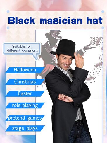 15 Pcs Adult Plastic Top Hats Bulk Black Magician Hat Costume Top Hat for Men Women Dress Up Party Halloween Cosplay in Saudi Arabia