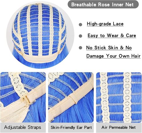 LABEAUTÉ Max Beauty Green Cosplay Wig with Bangs for Women Straight Mint Anime Cosplay Halloween Party Hair Wig + Free Cap in Kuwait