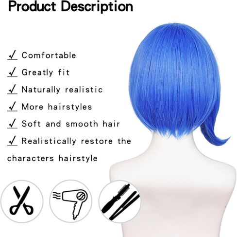 LABEAUTÉ Max Beauty Green Cosplay Wig with Bangs for Women Straight Mint Anime Cosplay Halloween Party Hair Wig + Free Cap in Kuwait