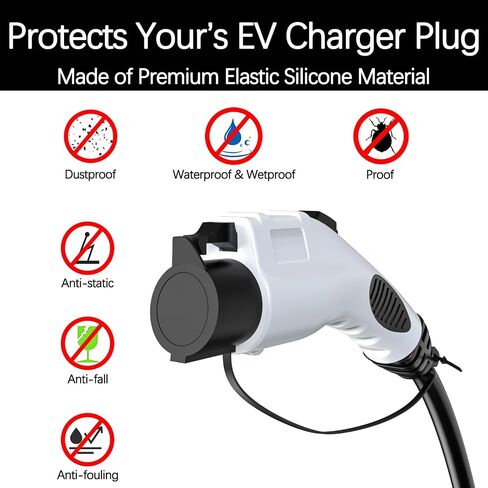 EV Charger Cover for Tesla Charge Port Protector, Silicone Dust Cap for Tesla Charger End, Step Design Easy On/Off in Saudi Arabia