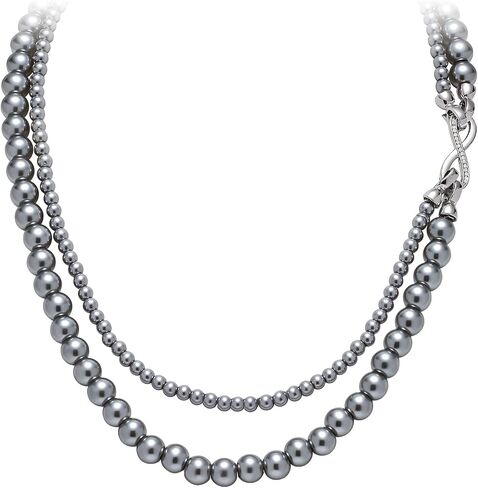 EVER FAITH Vintage Layered Faux Pearls Strand Necklace for Women, 1920s Cosply Themed Party Accessories Multi-Strand Simulated Pearl Bib Collar Statement Necklaces for Prom in Kuwait