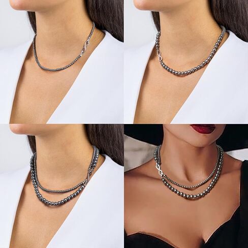 EVER FAITH Vintage Layered Faux Pearls Strand Necklace for Women, 1920s Cosply Themed Party Accessories Multi-Strand Simulated Pearl Bib Collar Statement Necklaces for Prom in Kuwait