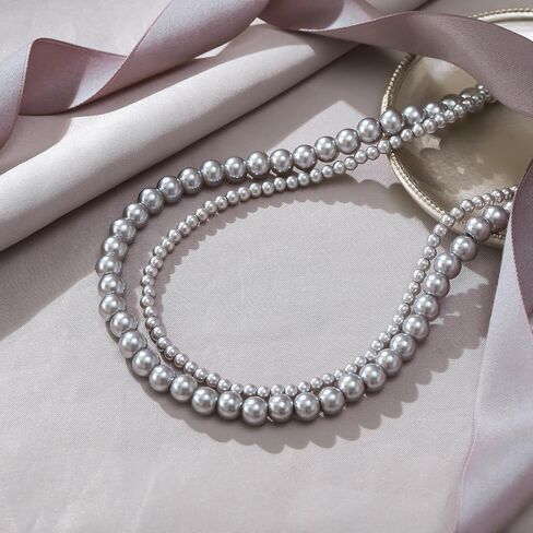 EVER FAITH Vintage Layered Faux Pearls Strand Necklace for Women, 1920s Cosply Themed Party Accessories Multi-Strand Simulated Pearl Bib Collar Statement Necklaces for Prom in Kuwait