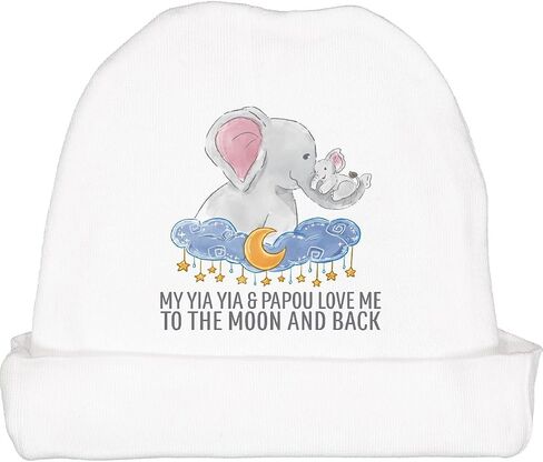 inktastic My YIA YIA & Papou Love Me to The Moon and Back Baby Beanie Hat in Saudi Arabia
