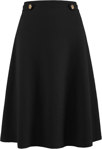 Women's Flare A-Line Skirt High Waist Casual Work Office Solid Midi Skirts in Saudi Arabia