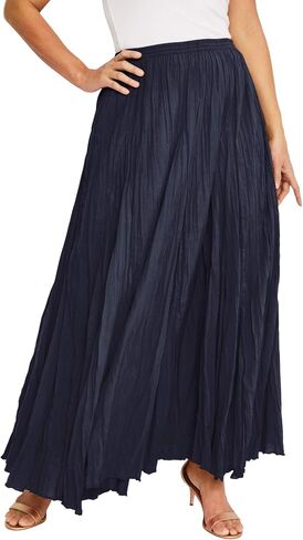 Jessica London Women's Plus Size Elastic Waist Cotton Flowing Maxi Crinkled Skirt in Saudi Arabia