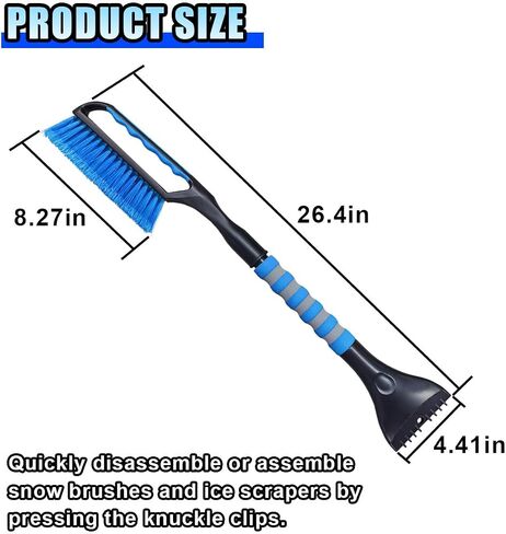 26.4" Ice Scraper and Snow Brush for Car Windshield, 2 in 1 Winter Detachable Window Deicer with Foam Grip, Snow and Ice Removal Tool Accessories for Car, SUV, Truck (Blue) in Saudi Arabia