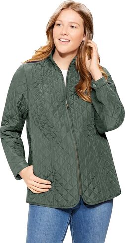 Woman Within Plus Size Zip-Front Quilted Jacket Quilted Lightweight Coat in Kuwait