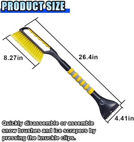 26.4" Ice Scraper and Snow Brush for Car Windshield, 2 in 1 Winter Detachable Window Deicer with Foam Grip, Snow and Ice Removal Tool Accessories for Car, SUV, Truck (Blue) in Saudi Arabia