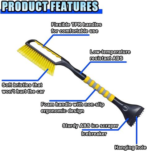26.4" Ice Scraper and Snow Brush for Car Windshield, 2 in 1 Winter Detachable Window Deicer with Foam Grip, Snow and Ice Removal Tool Accessories for Car, SUV, Truck (Blue) in Saudi Arabia