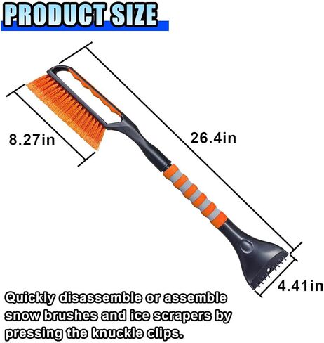26.4" Ice Scraper and Snow Brush for Car Windshield, 2 in 1 Winter Detachable Window Deicer with Foam Grip, Snow and Ice Removal Tool Accessories for Car, SUV, Truck (Blue) in Saudi Arabia