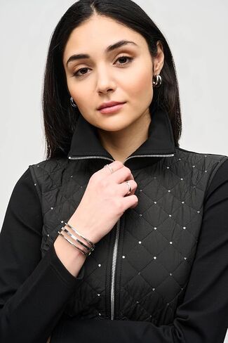 Women's Heavy Knit Jacket With Quilted Front in Saudi Arabia