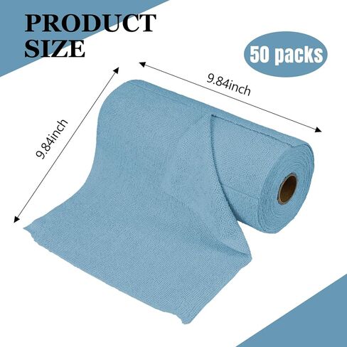 50PCS Microfiber Cleaning Cloth Roll, 10"×10" Tear Away Microfiber Towels, Reusable Washable Cloth Paper Towels, Multi-Purpose Cleaning Rags for Car Home Kitchen Garage Shop (Green) in Kuwait