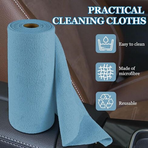 50PCS Microfiber Cleaning Cloth Roll, 10"×10" Tear Away Microfiber Towels, Reusable Washable Cloth Paper Towels, Multi-Purpose Cleaning Rags for Car Home Kitchen Garage Shop (Green) in Kuwait