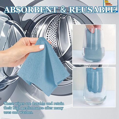 50PCS Microfiber Cleaning Cloth Roll, 10"×10" Tear Away Microfiber Towels, Reusable Washable Cloth Paper Towels, Multi-Purpose Cleaning Rags for Car Home Kitchen Garage Shop (Green) in Kuwait