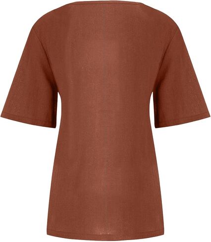 Linen Button Down Shirt Women Summer Casual Short Sleeve Crewneck Blouse Cotton Gauze Tops for Womens in Saudi Arabia