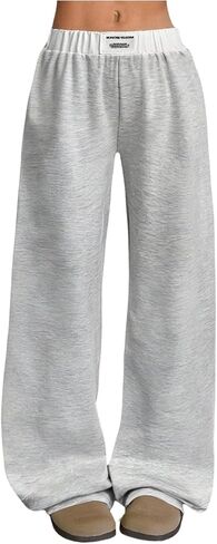 SHENHE Girl's Wide Leg Sweatpants Elastic Waist Casual Sports Workout Baggy Pants in Saudi Arabia
