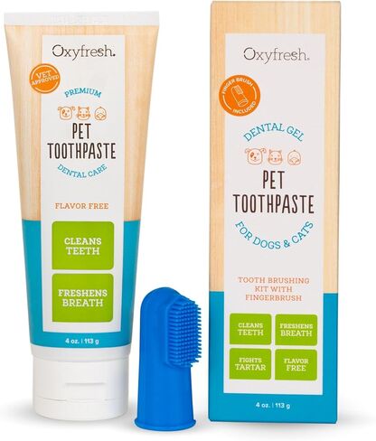 Oxyfresh Premium Dog & Cat Dental Gel Toothpaste - Best Teeth Cleaning Gel Helps Fight Plaque, Tartar and Freshen Bad Dog & Cat Breath - Best Pet Dental Care Toothpaste Gel - 4oz in Kuwait