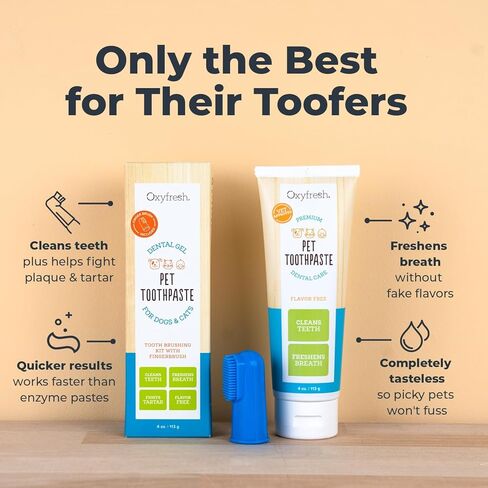 Oxyfresh Premium Dog & Cat Dental Gel Toothpaste - Best Teeth Cleaning Gel Helps Fight Plaque, Tartar and Freshen Bad Dog & Cat Breath - Best Pet Dental Care Toothpaste Gel - 4oz in Kuwait