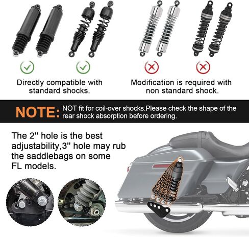 PSLER POSLER PORTERCELE STARKECLE LEAR SLAM SLANDING KIT 1 "2" 3 "صدمات خلفية تسقط روابط لجولة في الشارع Glide Electra Glide Ultra Glide Road مع أكياس السرج الصلبة فقط معايير 2002-2016 Black in Saudi Arabia