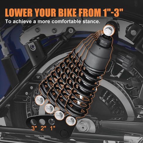 PSLER POSLER PORTERCELE STARKECLE LEAR SLAM SLANDING KIT 1 "2" 3 "صدمات خلفية تسقط روابط لجولة في الشارع Glide Electra Glide Ultra Glide Road مع أكياس السرج الصلبة فقط معايير 2002-2016 Black in Saudi Arabia