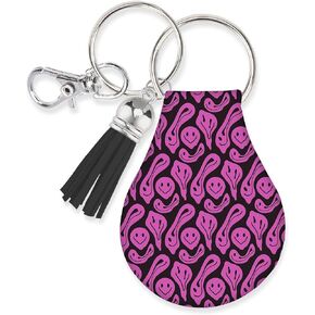 William Morris Inspired Colorful Floral Neoprene AirTag Case Keychain - Compatible with Apple AirTag for Easy GPS Tracking, Secure Key Ring & Clip Design in Saudi Arabia