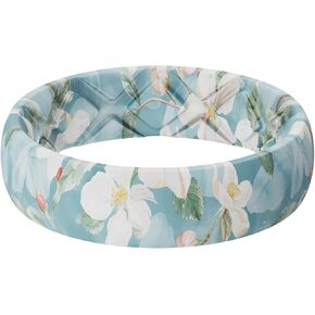 Egnaro Women's Silicone Statement Rings, 5.2mm Wide 2mm Thick Rubber Printed Floral Wedding Bands For Her Size 4-12 in Kuwait