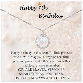 7-18 سنة هدايا عيد ميلاد فتاة ، قلادة لؤلؤة هدايا عيد ميلاد سعيد للفتيات المراهقات ابنة حفيدة أخت أخت صديقها كزخارف عيد ميلاد مع بطاقة عيد ميلاد in Kuwait