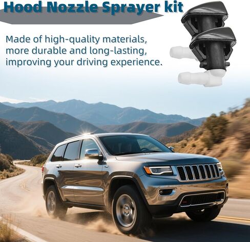 خرطوم سائل غسالة YouQSM الزجاج الأمامي ومجموعة 2Pcs لفوهة هود تتوافق مع Jeep Grand Cherokee WK2 2011-2023 ل Dodge Durango 2011-2023 (فوهة 2pcs+4 موصل أنابيب المياه ، 3.2 قدم) in Kuwait