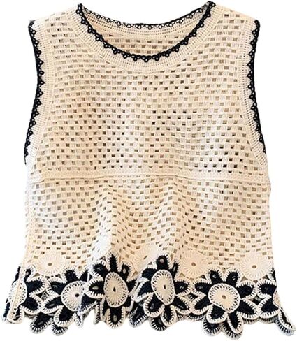 Gorglitter Women's Crochet Tank Tops Hollow Out Sweater Stest Scoop Neck Scoop Cover Up Boho Knit Tops 2025 in Saudi Arabia