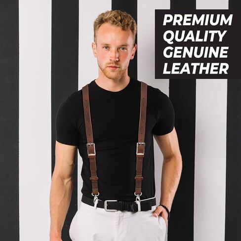 Grain Buffalo Leather Suspender for Men | Vintage Suspenders | Leather Braces | Western Heavy Duty Dress Suspender men in Saudi Arabia
