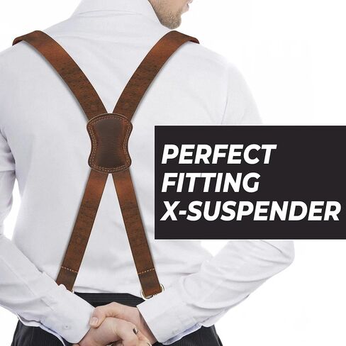 Grain Buffalo Leather Suspender for Men | Vintage Suspenders | Leather Braces | Western Heavy Duty Dress Suspender men in Saudi Arabia