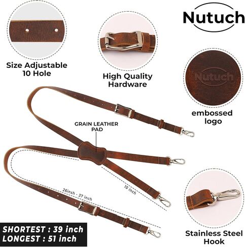 Grain Buffalo Leather Suspender for Men | Vintage Suspenders | Leather Braces | Western Heavy Duty Dress Suspender men in Saudi Arabia