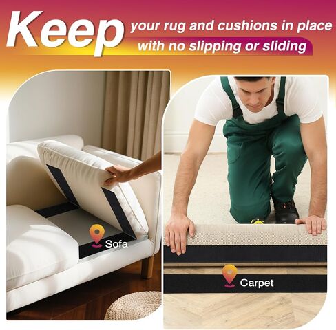 شريط لاصق فيلكرو بطول 30.48 سم × 5.08 سم، شرائط لاصقة شديدة التحمل على الوجهين، لفافة تثبيت خلفية لاصقة قوية، أدوات تثبيت شريط متشابكة قابلة للقطع للمنزل والمكتب والسيارة والمدرسة والحرف اليدوية باللون الأسود in Kuwait