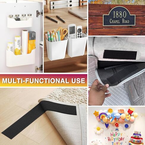 شريط لاصق فيلكرو بطول 30.48 سم × 5.08 سم، شرائط لاصقة شديدة التحمل على الوجهين، لفافة تثبيت خلفية لاصقة قوية، أدوات تثبيت شريط متشابكة قابلة للقطع للمنزل والمكتب والسيارة والمدرسة والحرف اليدوية باللون الأسود in Kuwait