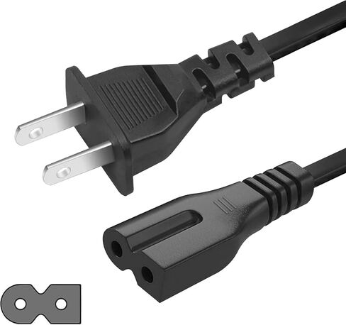 2 Prong Polarized 5Ft Power Cord C7 Connector AC Power Cable Replacement for Vizio D-E-M Series TV, Sewing Machine, PlayStation PS1/PS2, Sony, Bose, Brother, Singer in Kuwait