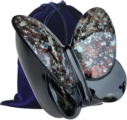Handcrafted Fiber Glass Monarch Butterfly Cremation Urn - Adult Butterfly Funeral Urn - Lightweight, Free Velvet Bag (Blue) in Kuwait