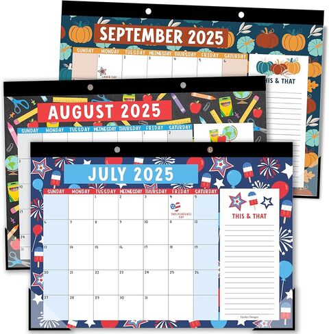 تقويم المكتب 2025 - تقويم مكتب شهري كبير (11 × 17 بوصة) للمنزل والمكتب والفصول الدراسية، تقويم مكتب لمدة 18 شهرًا 2025-2026 مع ورق سميك (خربش) in Kuwait