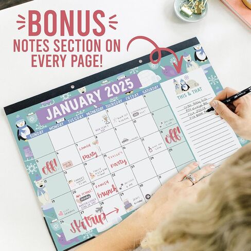 تقويم المكتب 2025 - تقويم مكتب شهري كبير (11 × 17 بوصة) للمنزل والمكتب والفصول الدراسية، تقويم مكتب لمدة 18 شهرًا 2025-2026 مع ورق سميك (خربش) in Kuwait