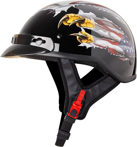 Cartman Cruiser Scooter Scooter Motorcycle Half Face خوذة ، رسومات الوطنية Eagle USA ، معتمدة من DOT لدراجة الدراجات البخارية ATV UTV ، كبيرة in Kuwait