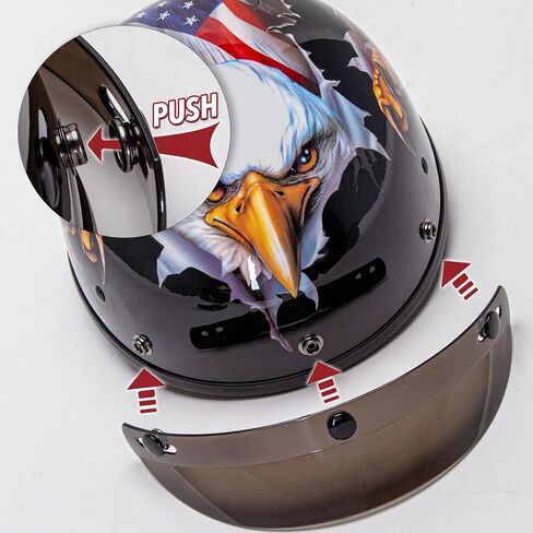 Cartman Cruiser Scooter Scooter Motorcycle Half Face خوذة ، رسومات الوطنية Eagle USA ، معتمدة من DOT لدراجة الدراجات البخارية ATV UTV ، كبيرة in Kuwait