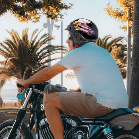 Cartman Cruiser Scooter Scooter Motorcycle Half Face خوذة ، رسومات الوطنية Eagle USA ، معتمدة من DOT لدراجة الدراجات البخارية ATV UTV ، كبيرة in Kuwait